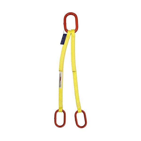 Hsi Two Leg Nylon Bridle Slng, Two Ply, 2in Web W, 2ft L, Oblong Master Link to Oblong, 12,000lb DOO-EE2-802-02 - main